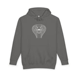 Black Cobra Hoodie featuring geometric animal design and the phrase "Patience is the Deadliest Weapon" from the Printify Geometric Animal Series.