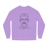 N. Tesla Sweatshirt from Vivent's Visionaries Series with quote about energy, frequency, and vibration, featuring a comfortable design.