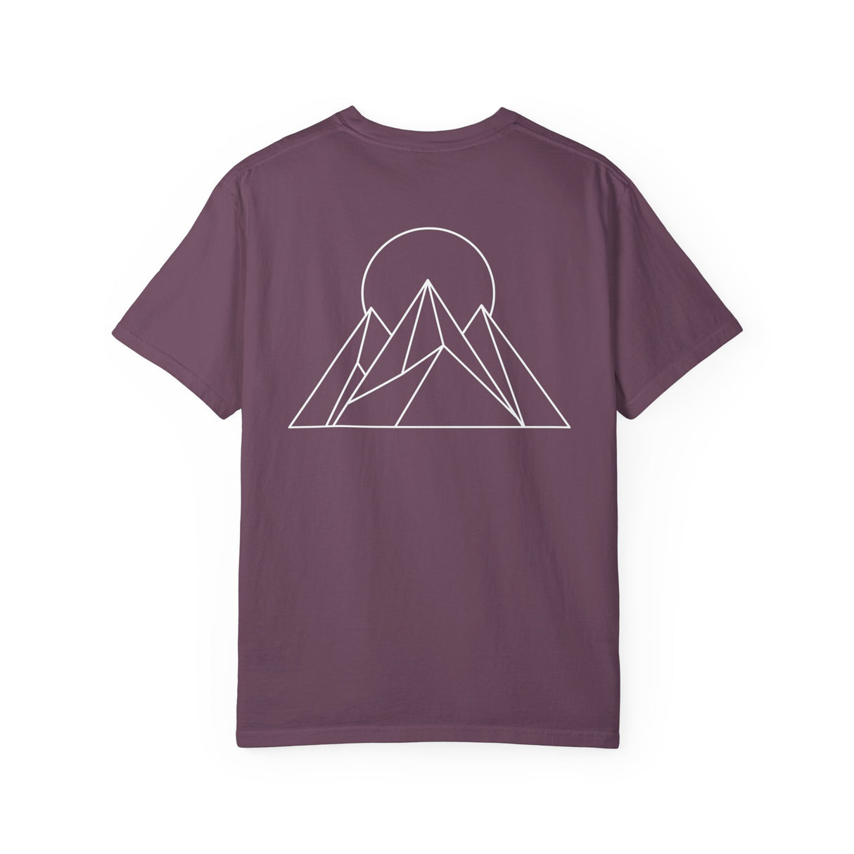 Black Peak Tee T-shirt from Printify's Nature Series featuring "Built to Rise" slogan and nature-inspired design.