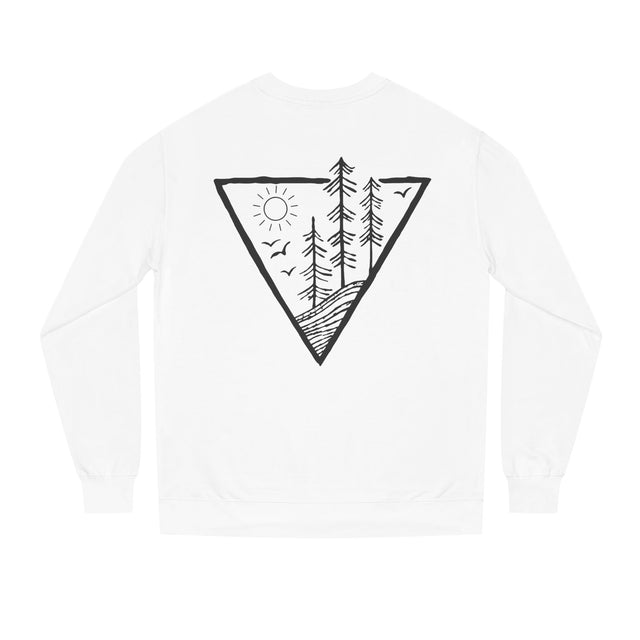 Forest Sweatshirt from Printify's Nature Series featuring a deep roots design, high rise fit, and forest-themed graphics.