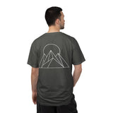 Printify Peak Tee t-shirt from Nature Series featuring "Built to Rise" slogan, in soft fabric with a nature-inspired design.