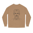 N. Tesla sweatshirt from the Visionaries Series by Printify featuring the quote "Think in Terms of Energy, Frequency and Vibration."