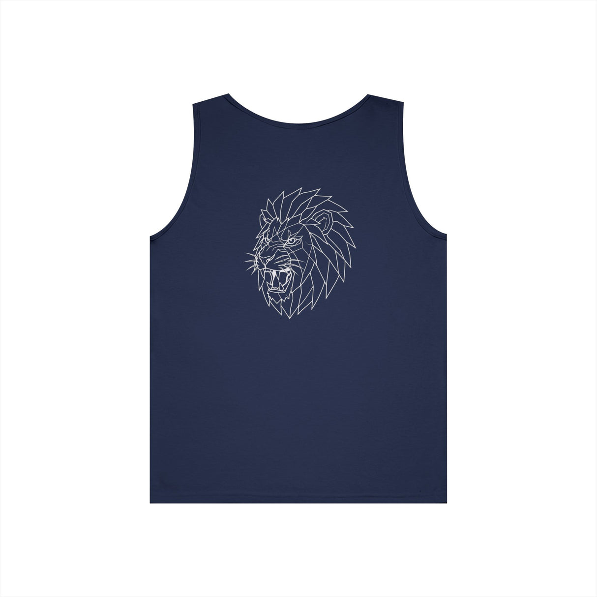 Gray lion tank top from Printify's geometric animal series featuring the slogan "King Is a Standard. Not a Title."