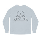 Printify Peak Sweatshirt from the Nature Series featuring "Built to Rise" text, casual fit, and nature-inspired design.