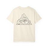 Printify Road Trip T-shirt from the Nature Series featuring the quote "Nowhere to Be. Everywhere to Go." displayed on a casual tee.