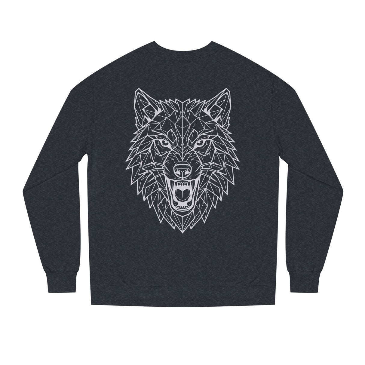 Wolf sweatshirt from Printify's Geometric Animal Series featuring "Hunt Alone. Win Together." design on a cozy, stylish sweatshirt.