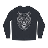 Wolf sweatshirt from Printify's Geometric Animal Series featuring "Hunt Alone. Win Together." design on a cozy, stylish sweatshirt.
