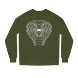 Cobra Sweatshirt from Printify's Geometric Animal Series featuring the quote "Patience is the Deadliest Weapon" on a stylish sweatshirt.