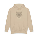 Gray owl hoodie from Printify's geometric animal series featuring a detailed owl design and the phrase "See Everything. Say Nothing."