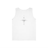 Printed compass tank top from the Nature Series by Printify, featuring "True North Is Within" text on a breathable sleeveless shirt.