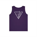 Forest Tank Top from the Nature Series by Printify featuring a deep roots design and high-rise fit, displayed on a model.