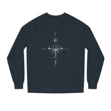 Gray Compass Sweatshirt from Printify's Nature Series featuring "True North Is Within" text and a compass graphic on the front.