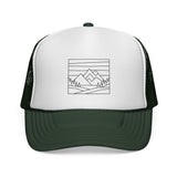 Printify Mountain Trucker Hat from the Nature Series featuring rugged design and adjustable snapback closure.