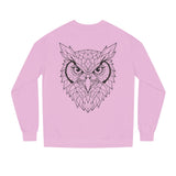 Gray owl sweatshirt from Printify's Geometric Animal Series featuring "See Everything. Say Nothing." design on the front.