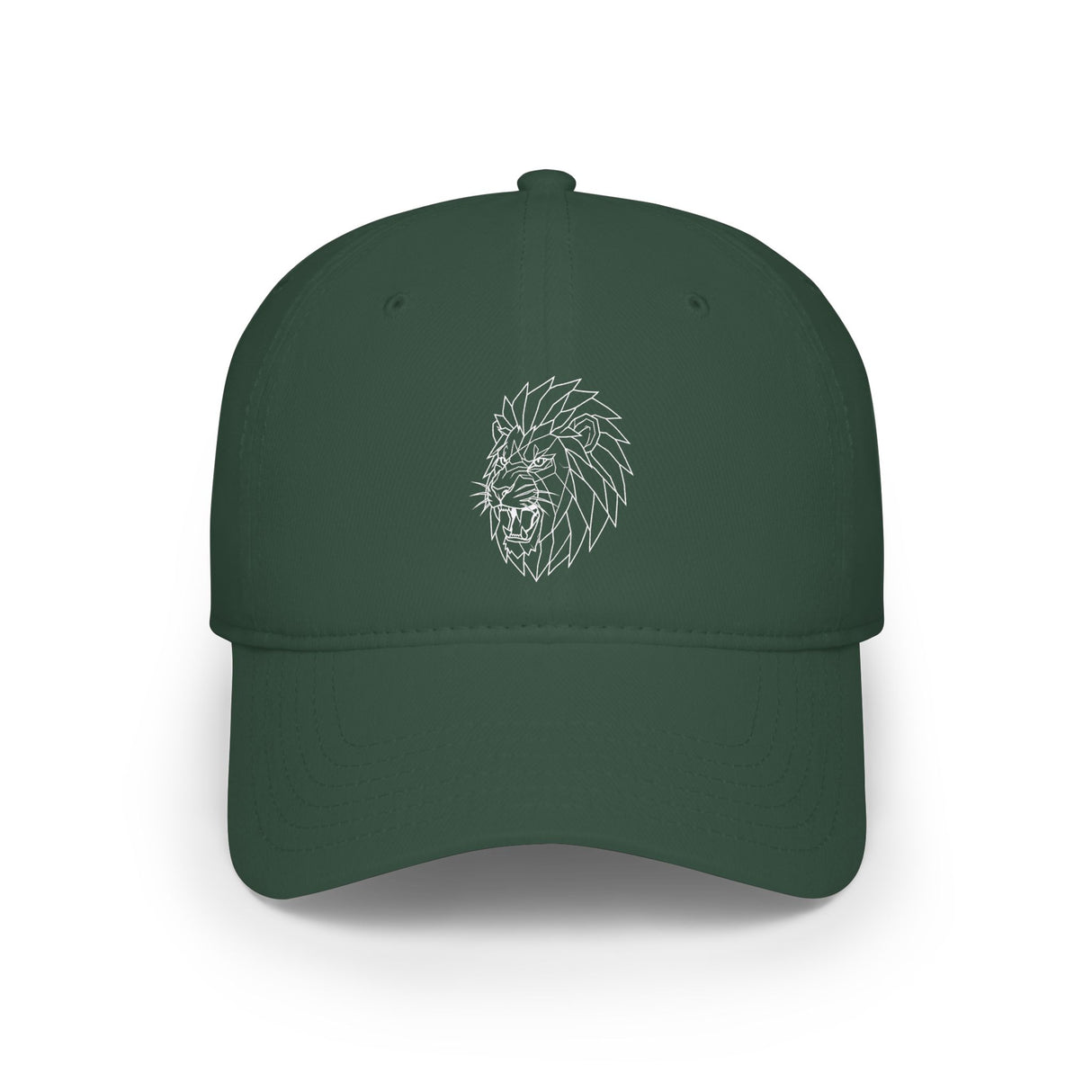 Lion-themed baseball cap from Printify's geometric animal series featuring the quote "King Is a Standard. Not a Title."