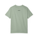 Mountain Tee T-shirt from the Nature Series by Printify featuring outdoor mountain graphics and the slogan "Built by Nature. Shaped by Choice."