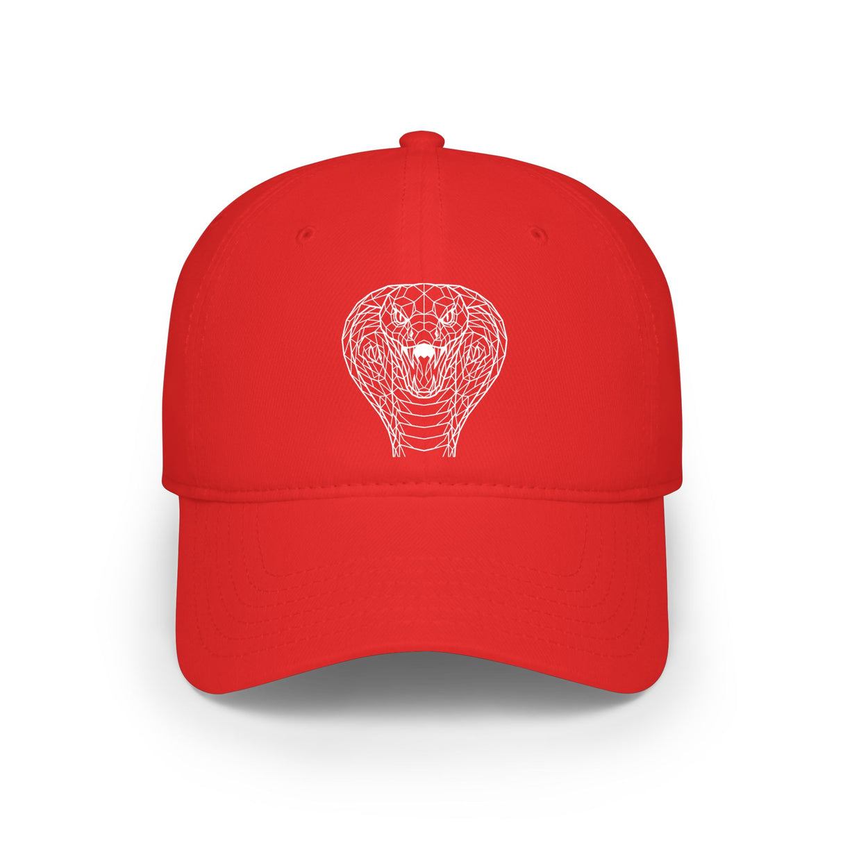Cobra baseball cap from the Geometric Animal Series featuring a printed slogan and animal graphic, by Printify.