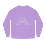Gray Road Trip sweatshirt from the Nature Series by Printify, featuring the phrase "Nowhere to Be. Everywhere to Go." printed on the front.