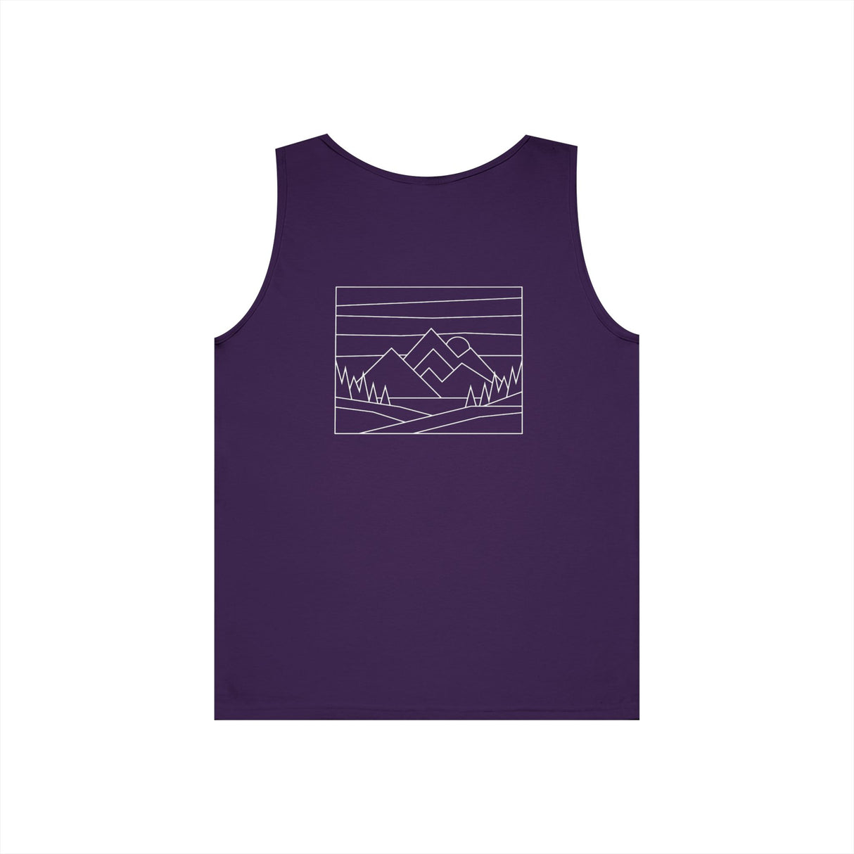 Light gray mountain-themed tank top from the Nature Series by Printify, featuring a subtle mountain graphic and the slogan.