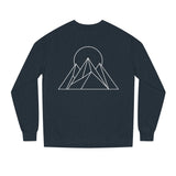 Printify Peak Sweatshirt from the Nature Series featuring "Built to Rise" slogan, cozy long-sleeve sweatshirt in natural tones.