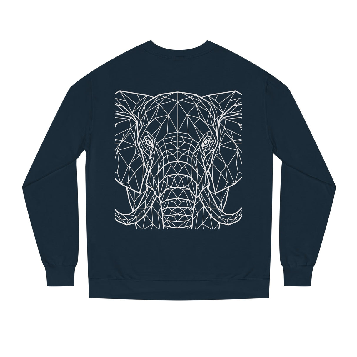 Gray elephant sweatshirt from Printify's Geometric Animal Series featuring "Thick Skin. Soft Heart." design.