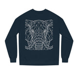 Gray elephant sweatshirt from Printify's Geometric Animal Series featuring "Thick Skin. Soft Heart." design.