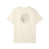 Gray lion graphic t-shirt from Printify's Geometric Animal Series featuring the quote "King Is a Standard. Not a Title."