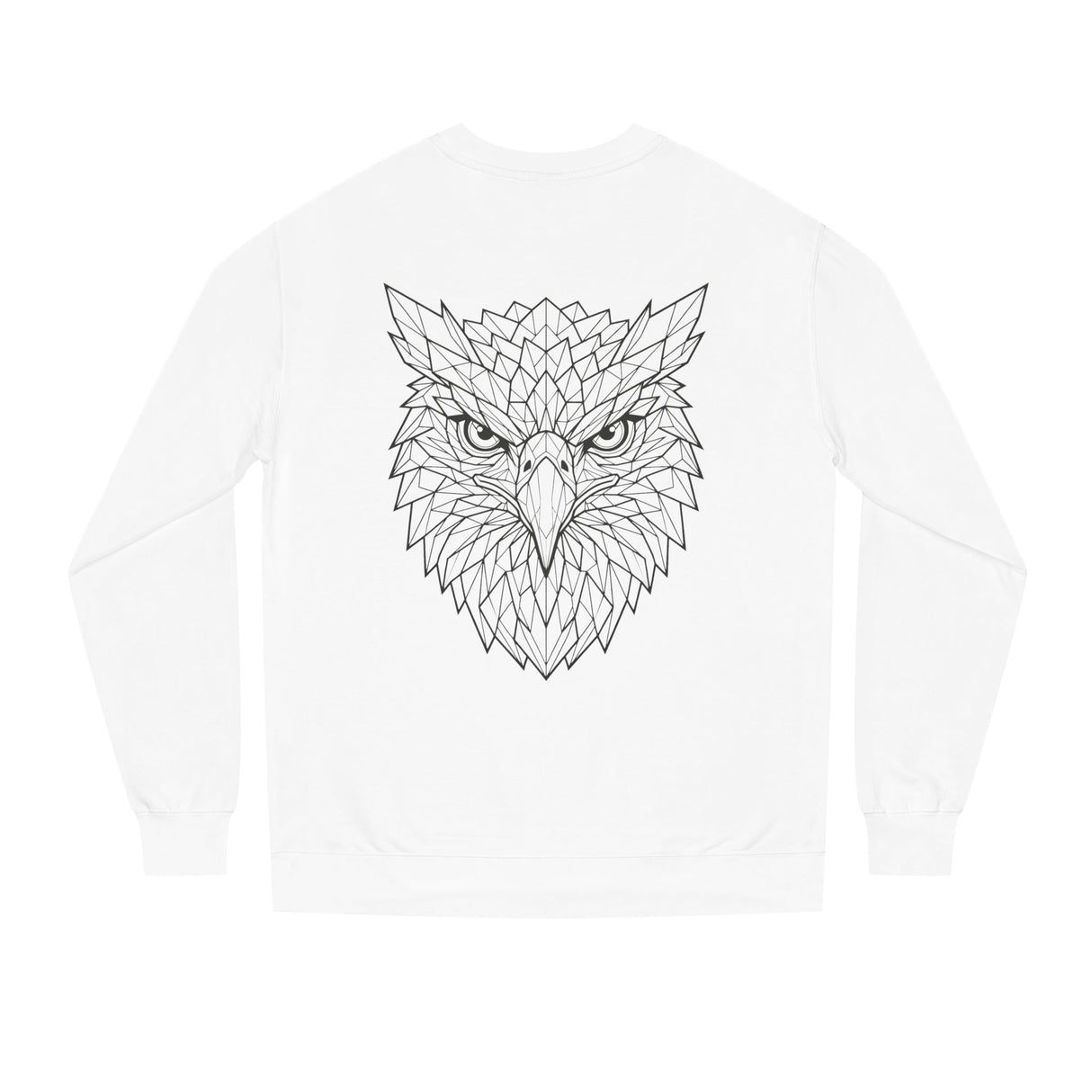 Gray Eagle Sweatshirt with "Rise Above Everything" slogan from Printify's Geometric Animal Series, featuring a bold eagle graphic.