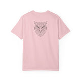 Eagle graphic t-shirt from Printify's Geometric Animal Series featuring a bold eagle design and the phrase "Rise Above Everything."