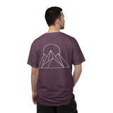 Black Peak Tee T-shirt from the Nature Series by Printify featuring "Built to Rise" slogan and nature-inspired design.