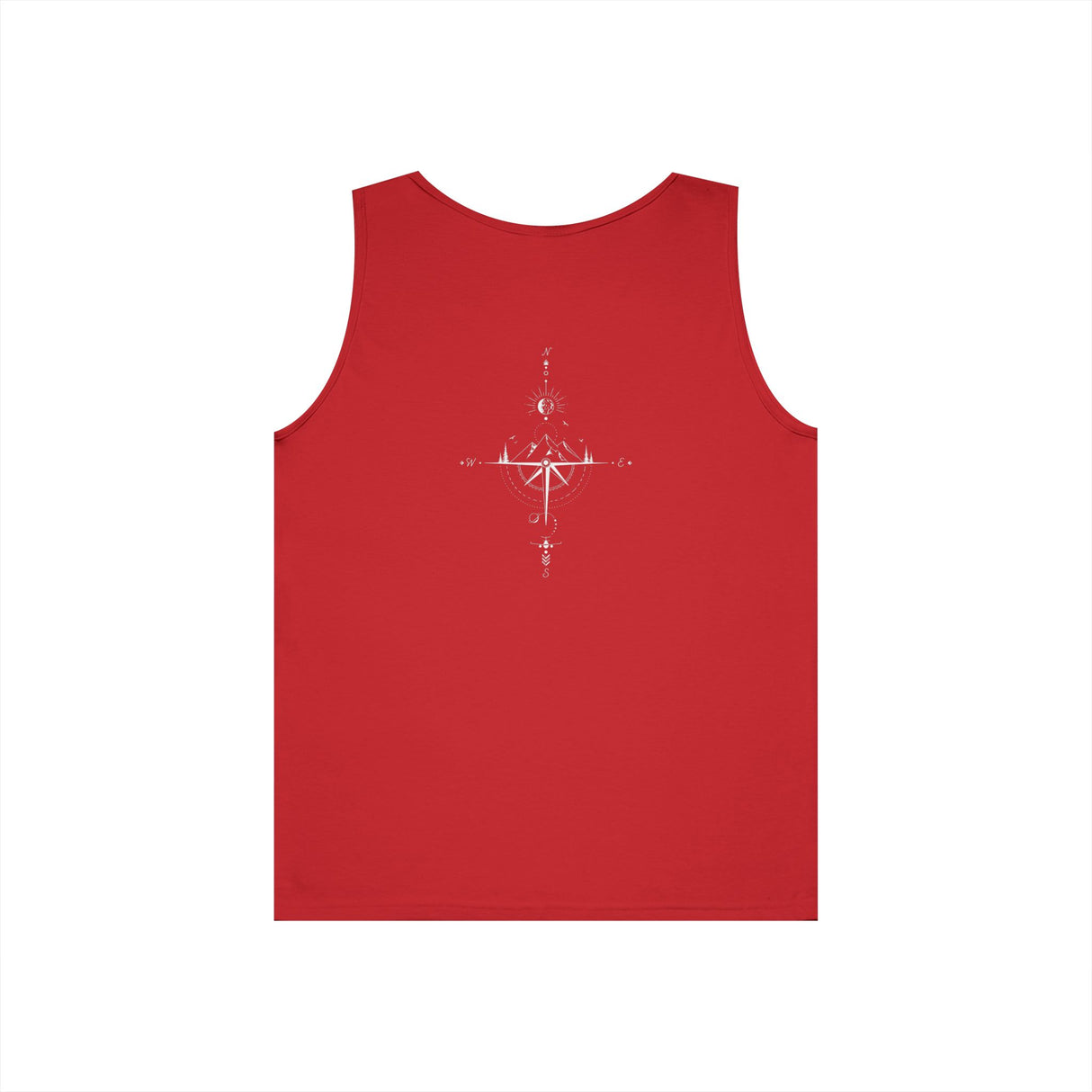 Printify Compass Tank Top from the Nature Series featuring "True North Is Within" text and a compass design on soft fabric.