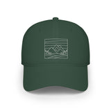 Printify Mountain Baseball Cap from the Nature Series featuring a rugged design with outdoor-inspired details.