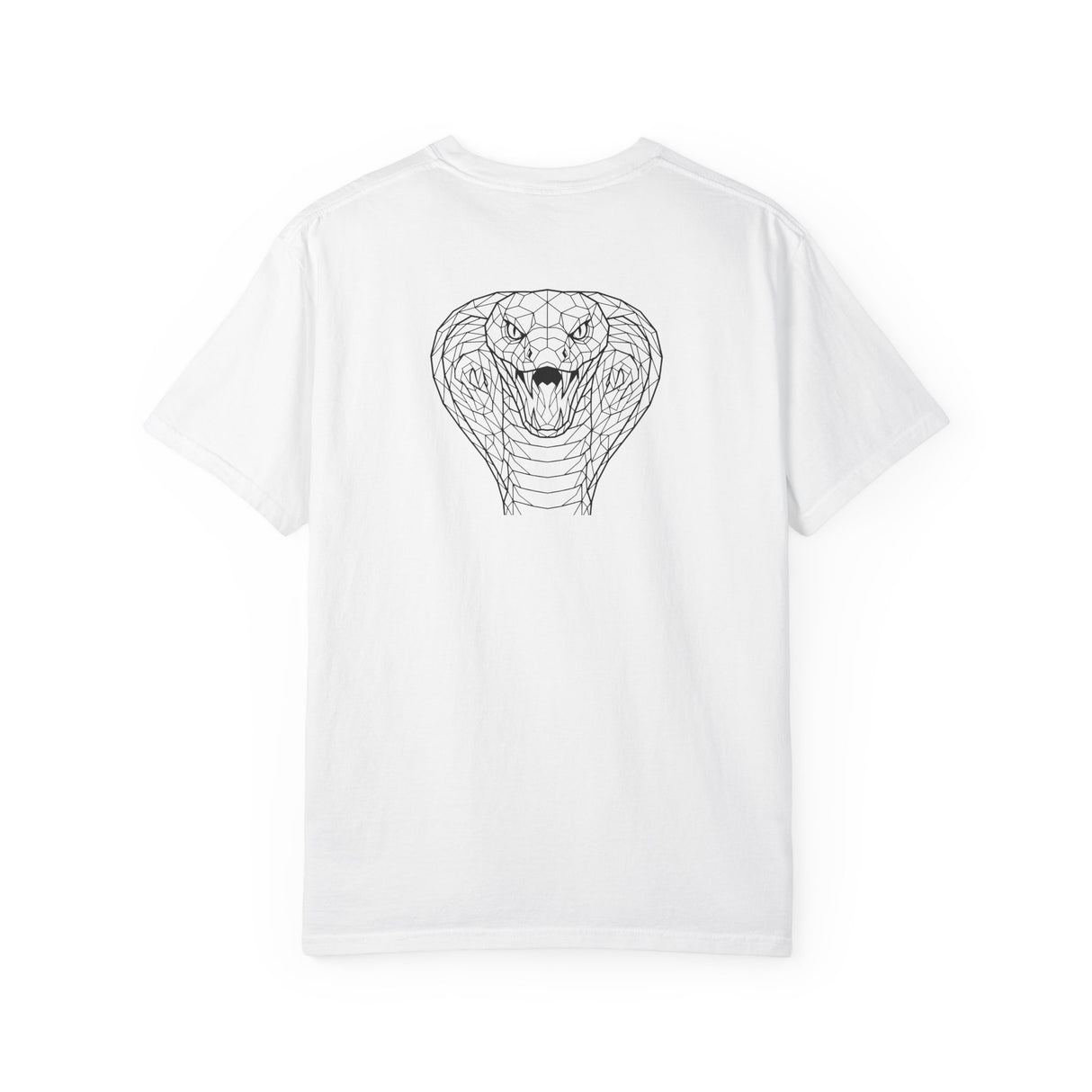 Printify Cobra Tee featuring geometric animal design with the quote "Patience is the Deadliest Weapon" on a casual T-shirt.
