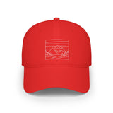 Printify Mountain Baseball Cap from the Nature Series featuring a rugged design and outdoor-inspired logo.