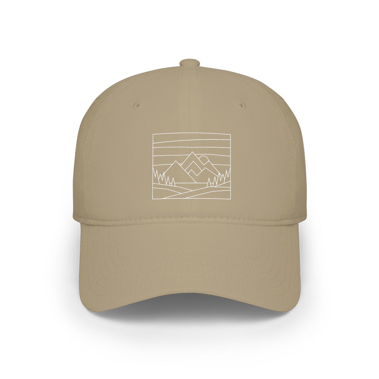 Printify Mountain Baseball Cap from the Nature Series featuring outdoor-inspired design and adjustable strap, casual hat for outdoor adventures.
