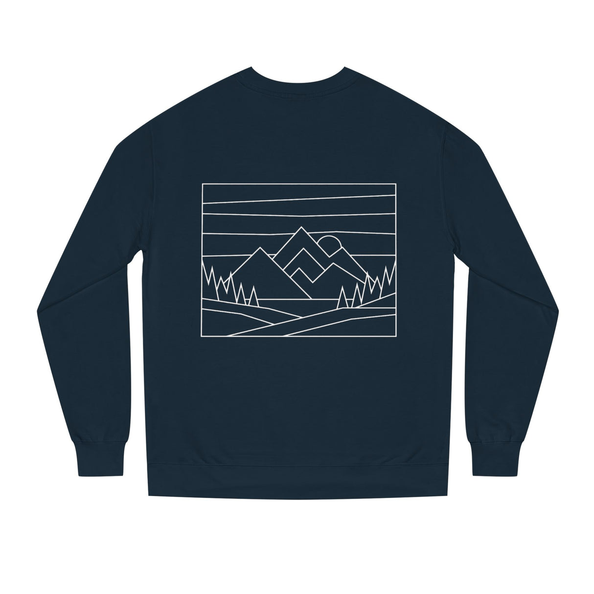 Gray mountain sweatshirt from the Nature Series by Printify featuring the slogan "Built by Nature. Shaped by Choice."