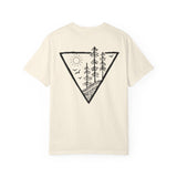 Forest Tee T-shirt featuring "Deep Roots. High Rise." logo from the Nature Series by Printify, with a forest-inspired design.