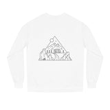 Gray Road Trip sweatshirt from the Nature Series by Printify featuring the quote "Nowhere to Be. Everywhere to Go." displayed on the front.