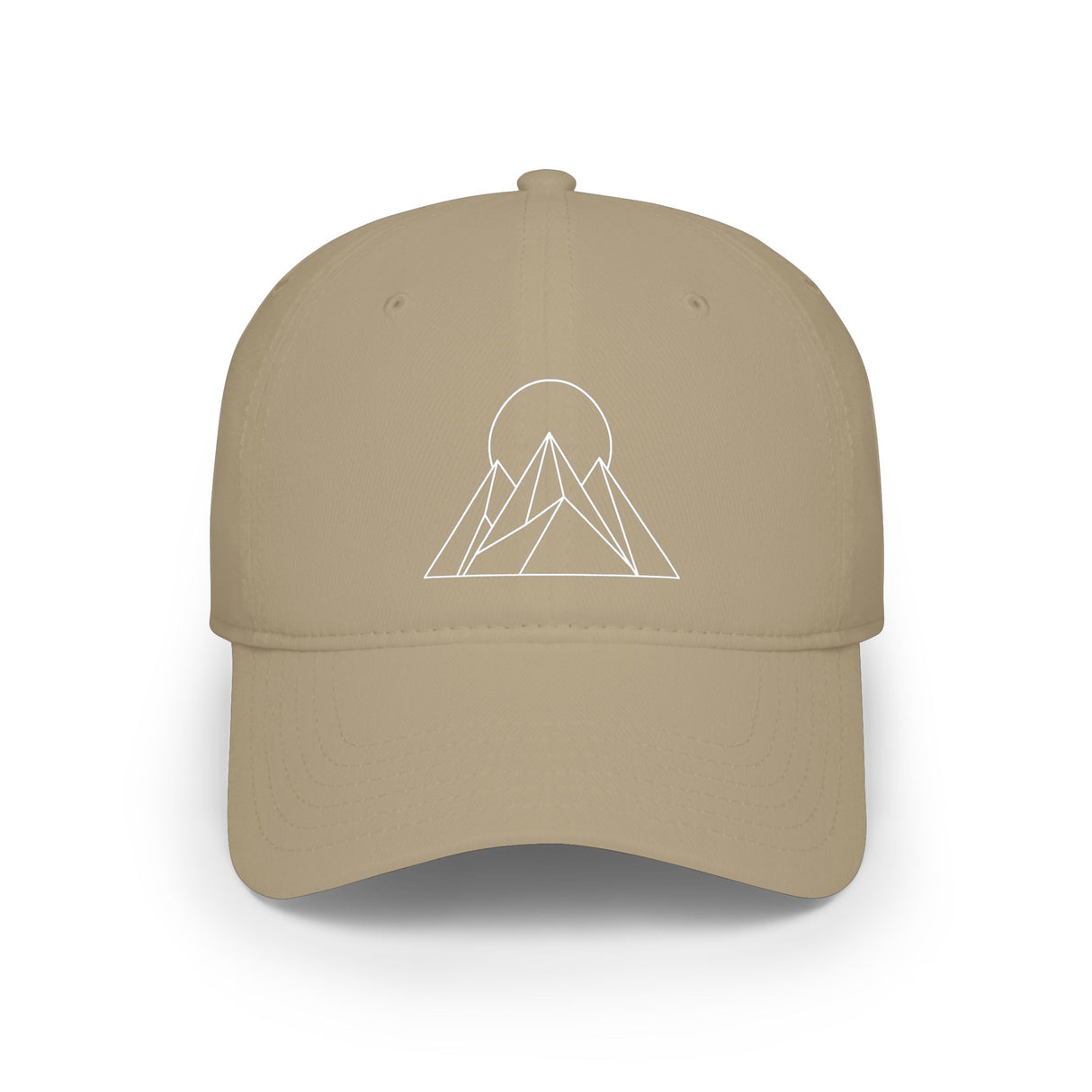 Pink peak baseball cap from the Nature Series by Printify featuring "Built to Rise" embroidery, casual outdoor hat for men and women.