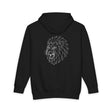 Gray lion hoodie featuring geometric lion design and the quote "King Is a Standard. Not a Title." by Printify.