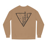 Forest Sweatshirt from Printify's Nature Series featuring a "Deep Roots. High Rise." design, made of comfortable fabric in a natural style.