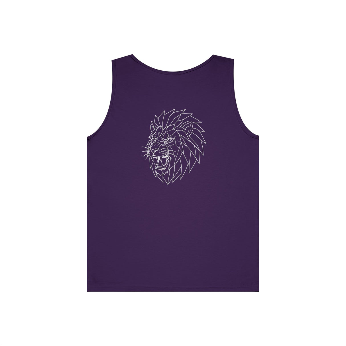 Lion Tank Top featuring geometric lion design with the quote "King Is a Standard. Not a Title," by Printify.