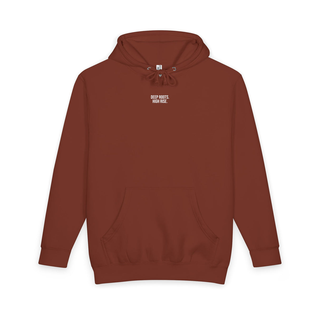 Brown hoodie with a wolf graphic on a white background