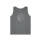Lion Tank Top featuring geometric lion design with the quote "King Is a Standard. Not a Title" from the Geometric Animal Series.