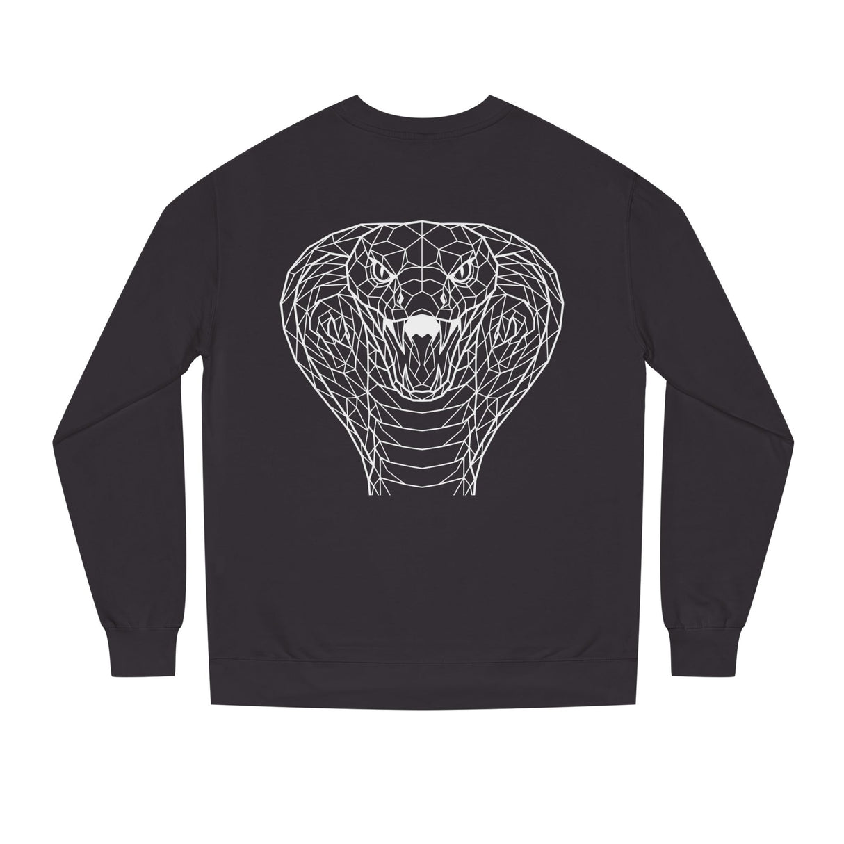 Gray Cobra Sweatshirt by Printify featuring "Patience is the Deadliest Weapon" text and geometric animal design.