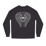 Gray Cobra Sweatshirt by Printify featuring "Patience is the Deadliest Weapon" text and geometric animal design.