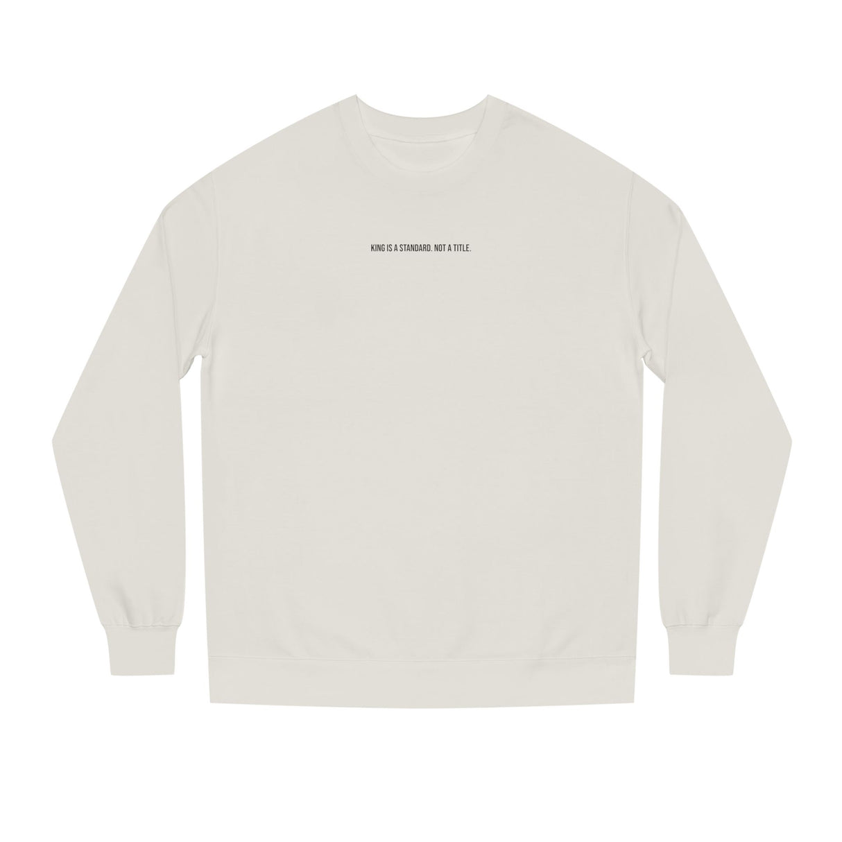 Black Lion sweatshirt from Printify's Geometric Animal Series featuring the quote "King Is a Standard. Not a Title."