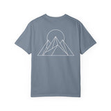 Printify Peak Tee T-shirt from the Nature Series featuring the "Built to Rise" slogan, in natural fabric with a casual fit.