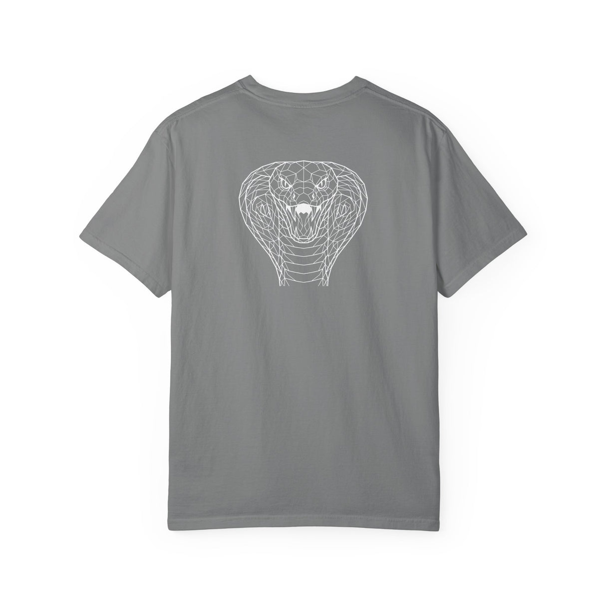 Printify Cobra Tee featuring geometric animal design and the quote "Patience is the Deadliest Weapon" on a casual T-shirt.