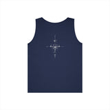 Printify Compass Tank Top from the Nature Series featuring a compass design and the phrase "True North Is Within" on soft fabric.